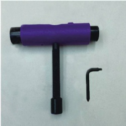 Custom Purple Metal T Shape Skateboard Tool Wrench With Black Steel Part For Sale