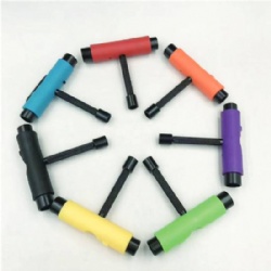 OEM colorful Metal T Shape Skateboard Tool Wrench With Black Steel Part